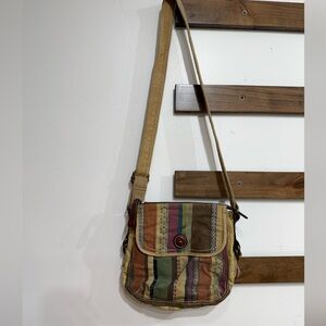 Vintage Fossil Striped Crossbody Bag with Earth Tones